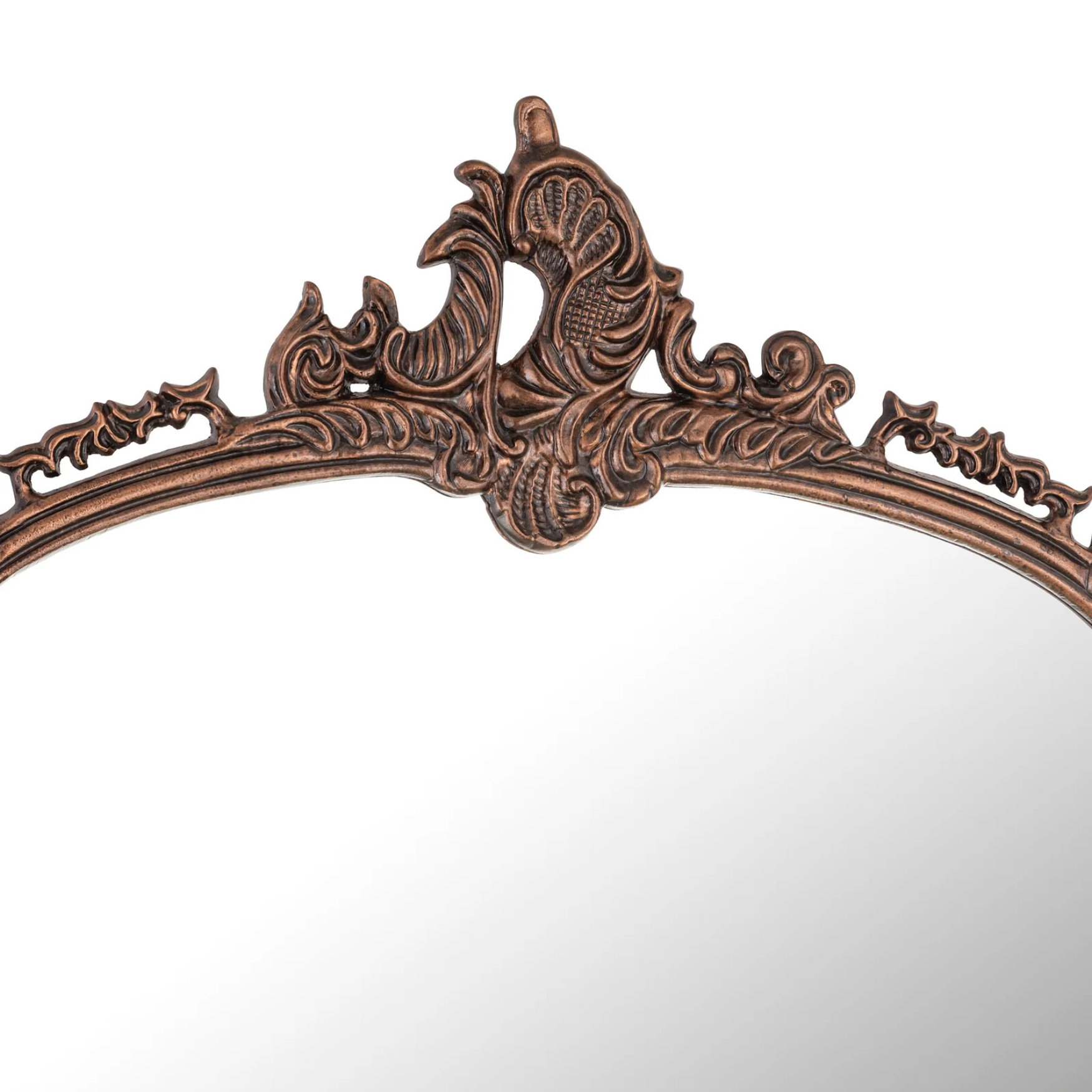 Hand-Casted Full-Length Standing Mirror with Ornate Detailing (Vintage Copper)