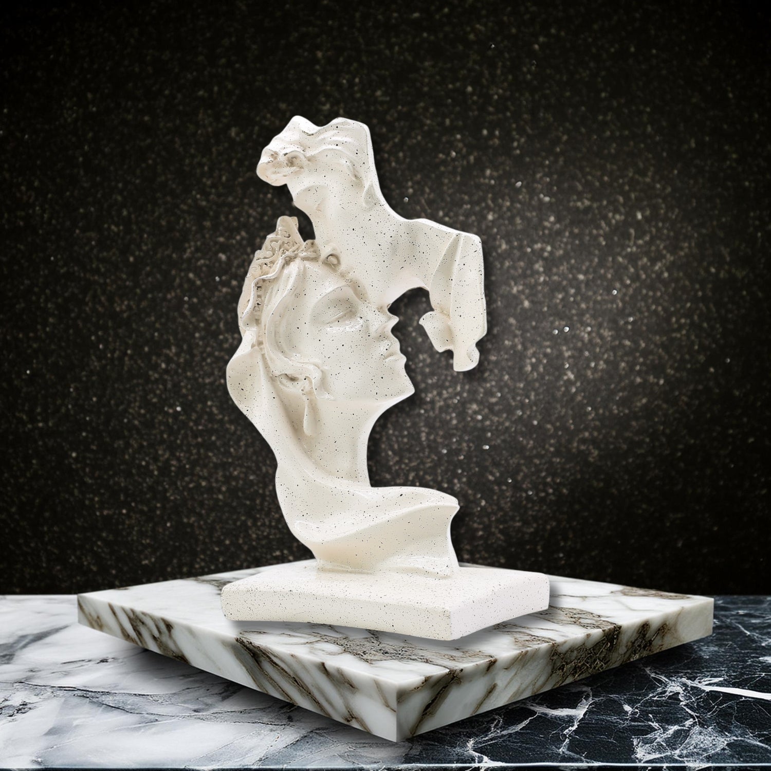 Abstract Romantic Couple White Sculpture For Modern Home Decor Accent