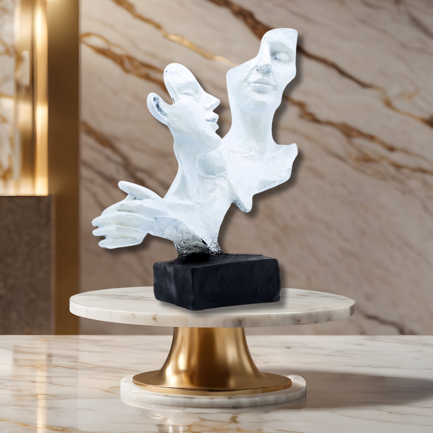 Contemporary Abstract Couple Sculpture For Modern Home Decor Accent