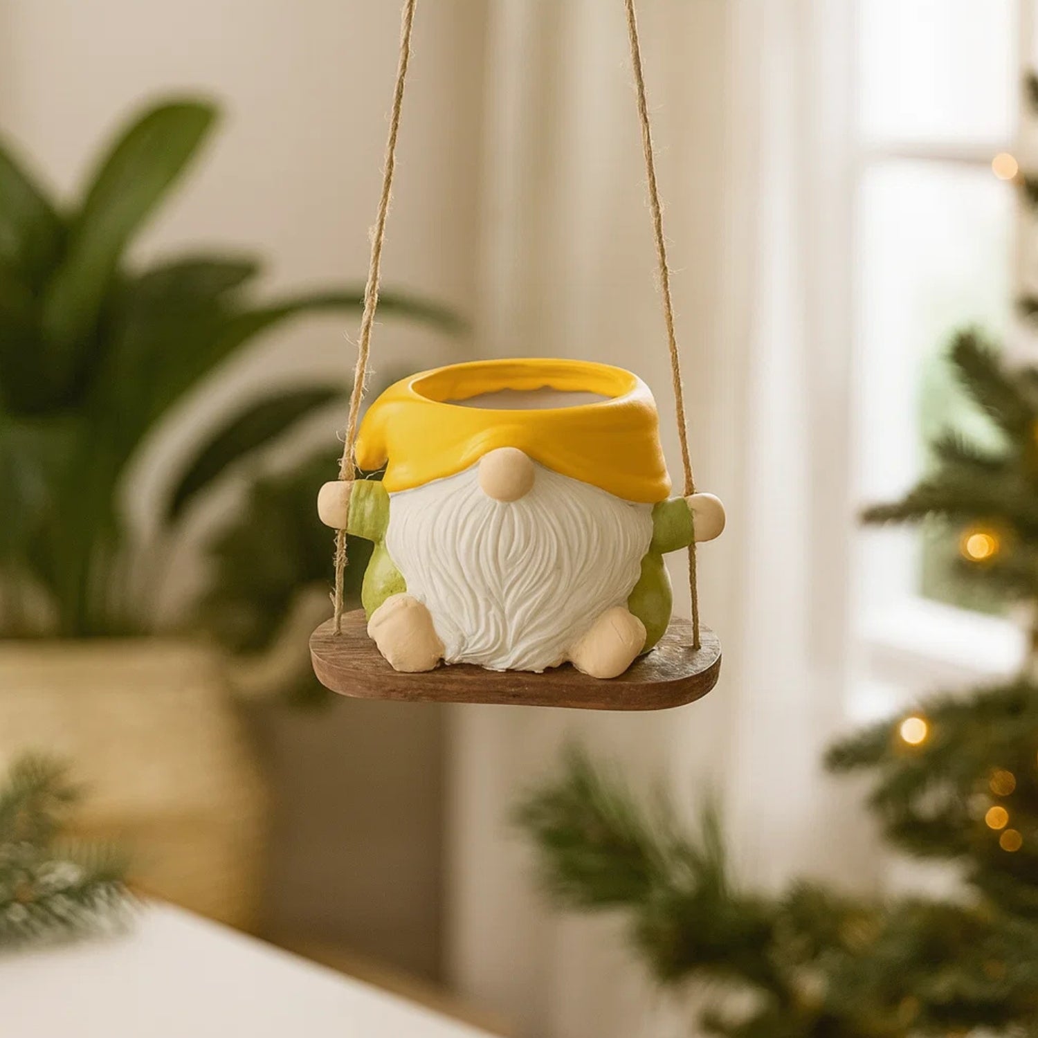 Charming Hanging Santa Pot of Joy Decorative Festive Planter