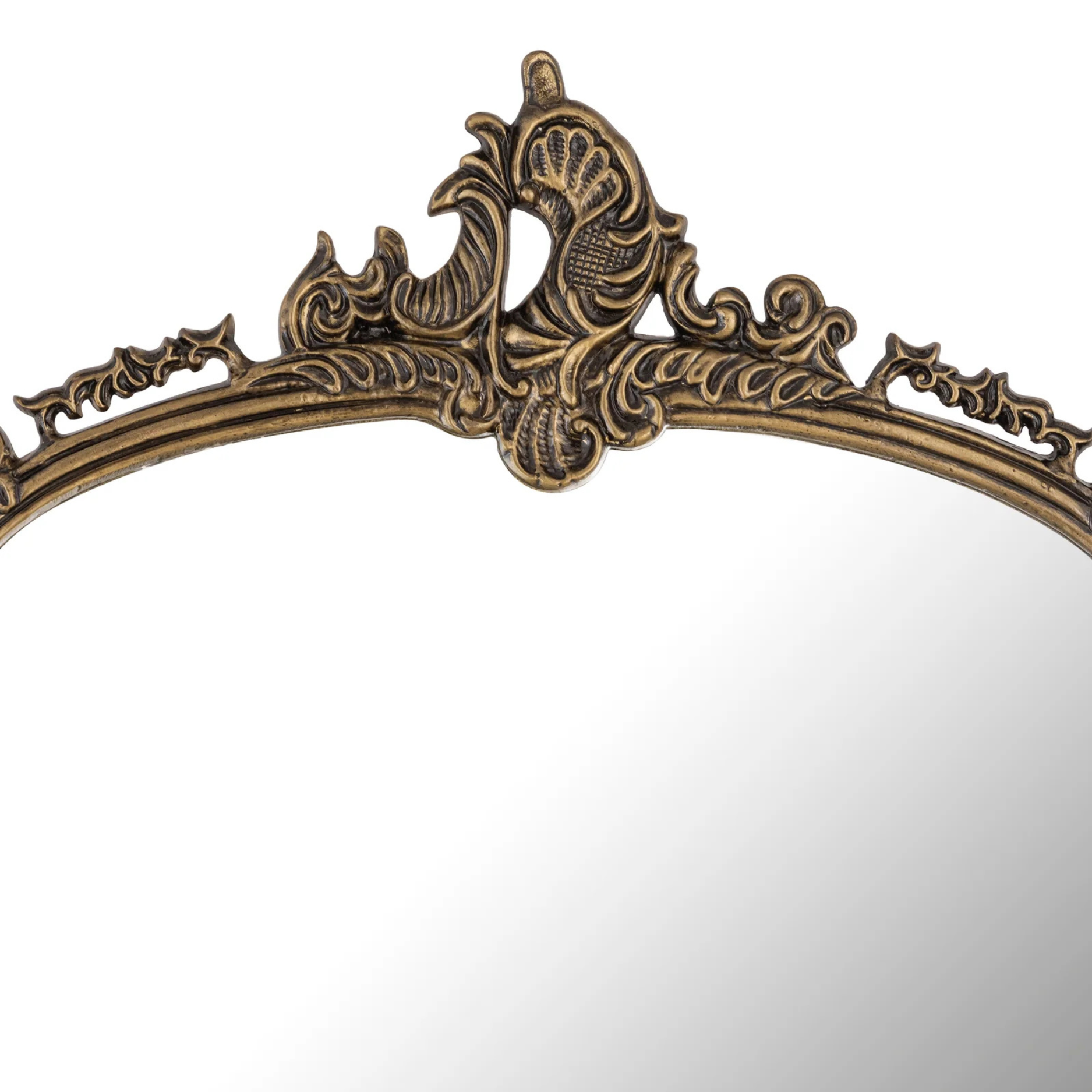 Vintage-Inspired Full-Length Standing Mirror with Ornate Arched Frame for Bedroom & Dressing Area