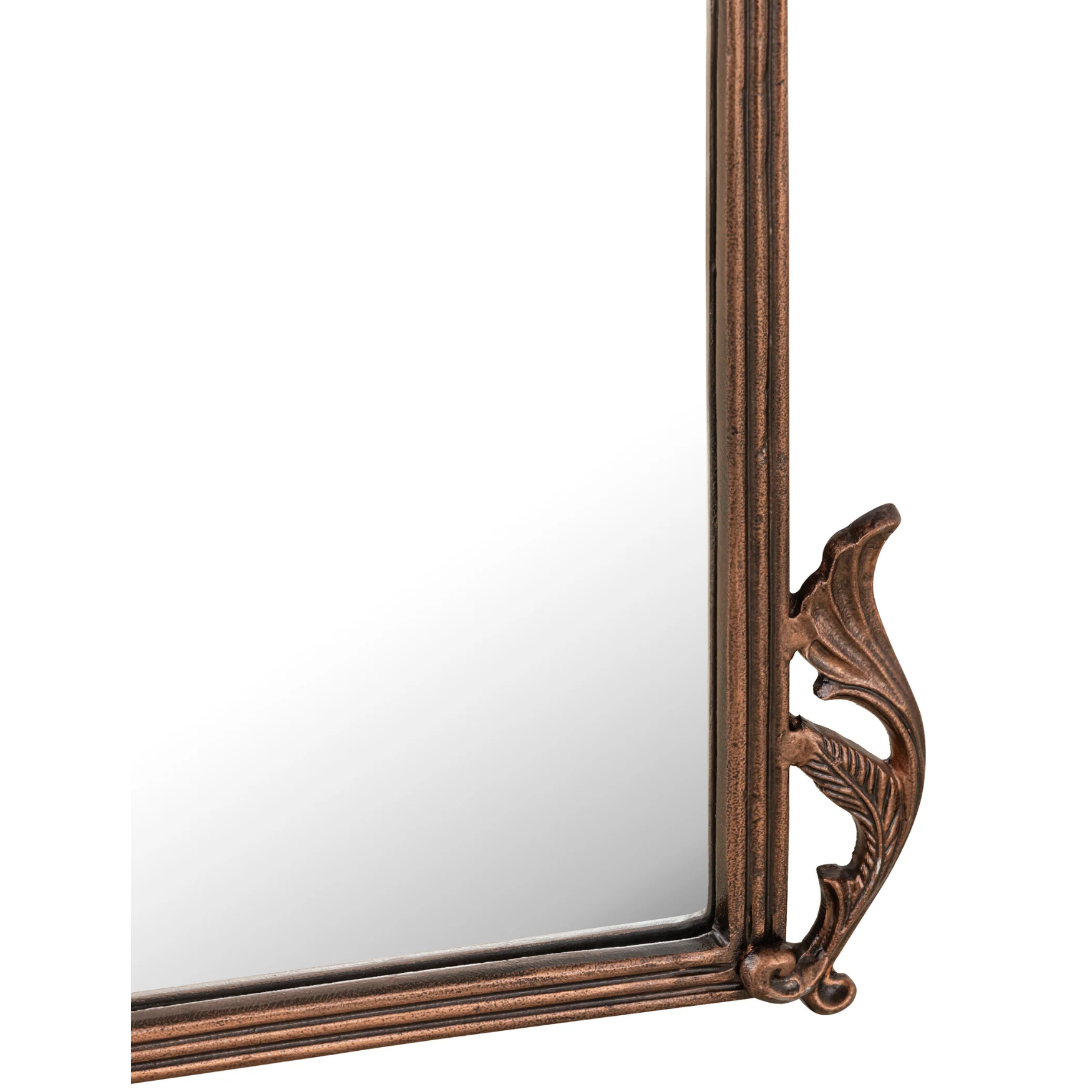 Hand-Casted Full-Length Standing Mirror with Ornate Detailing (Vintage Copper)