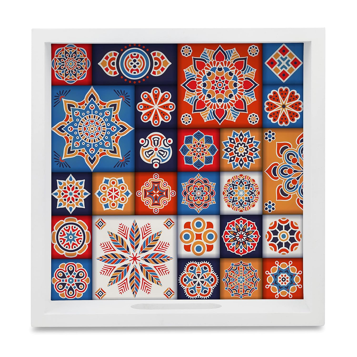 Mosaic White Wooden Serving Tray - Nestern