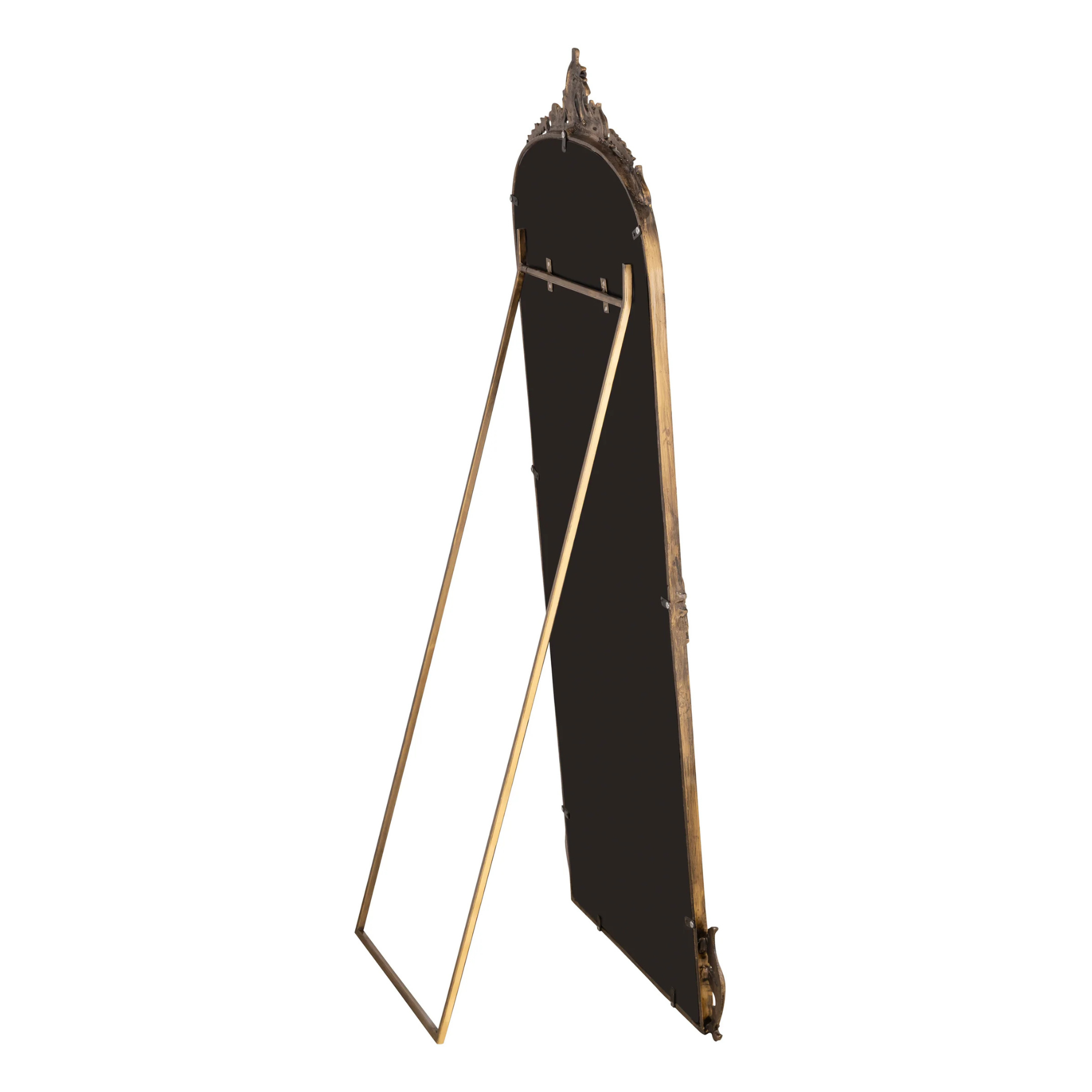 Vintage-Inspired Full-Length Standing Mirror with Ornate Arched Frame for Bedroom & Dressing Area