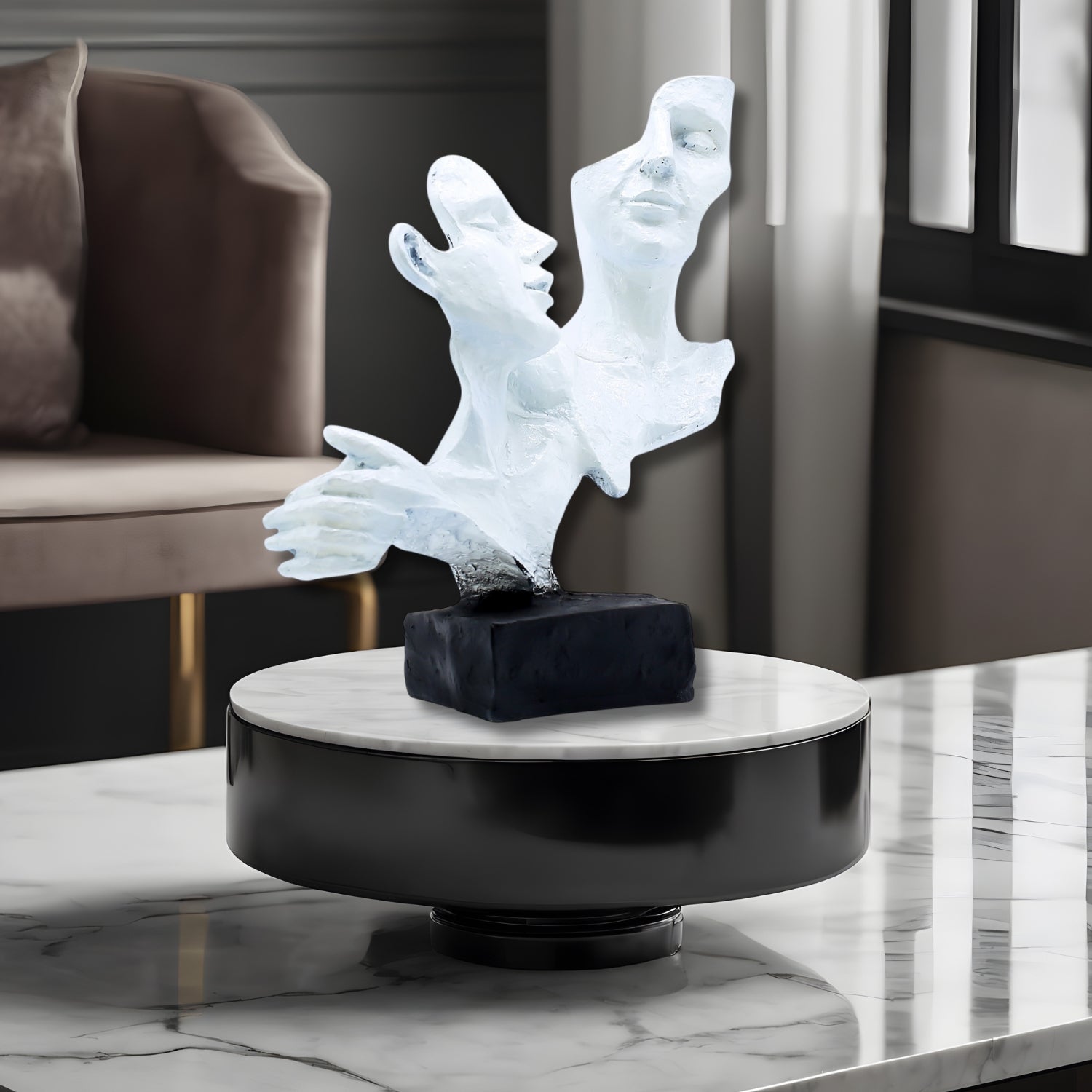 Contemporary Abstract Couple Sculpture For Modern Home Decor Accent