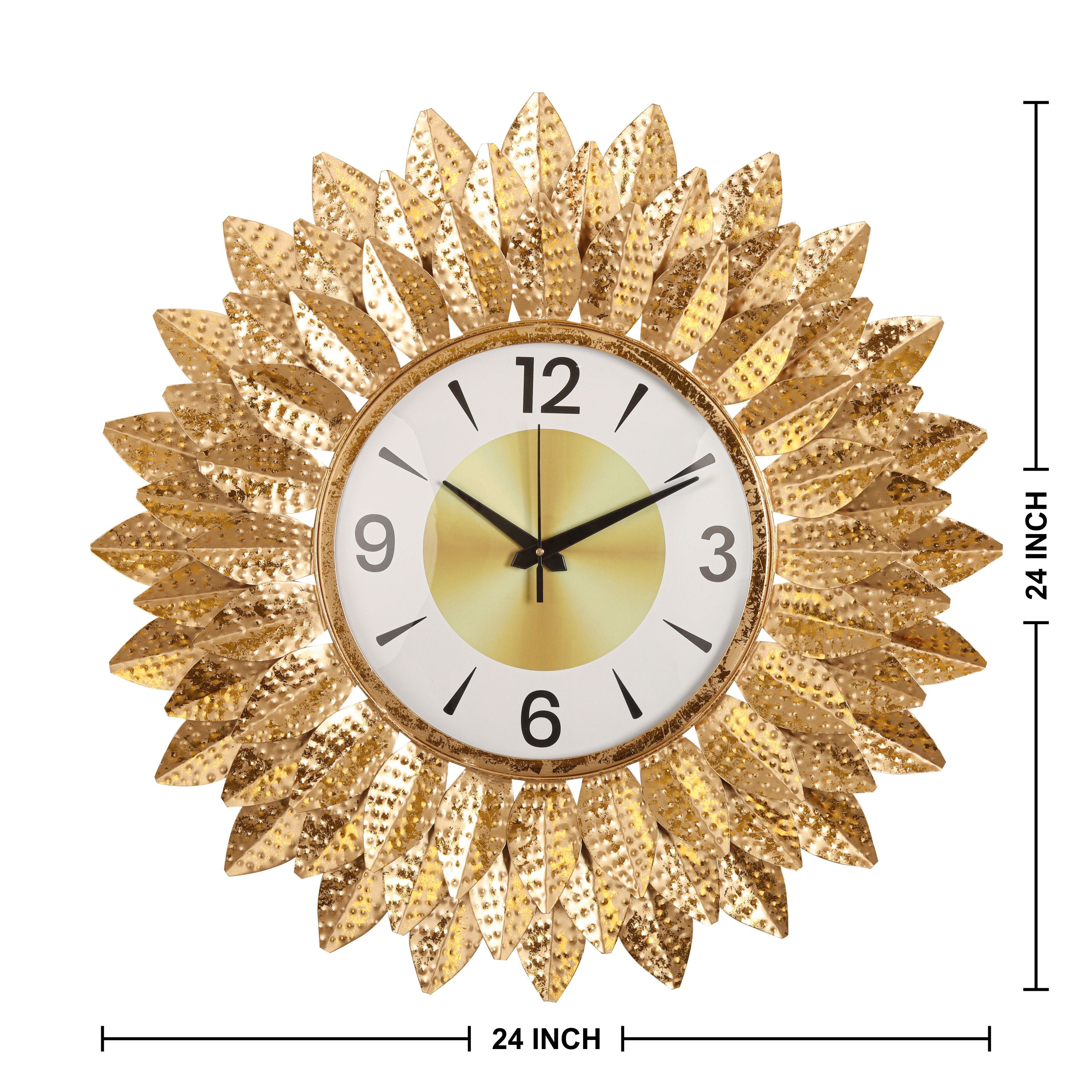 Luxury Golden Sunburst Wall Clock for Elegant Home Decor