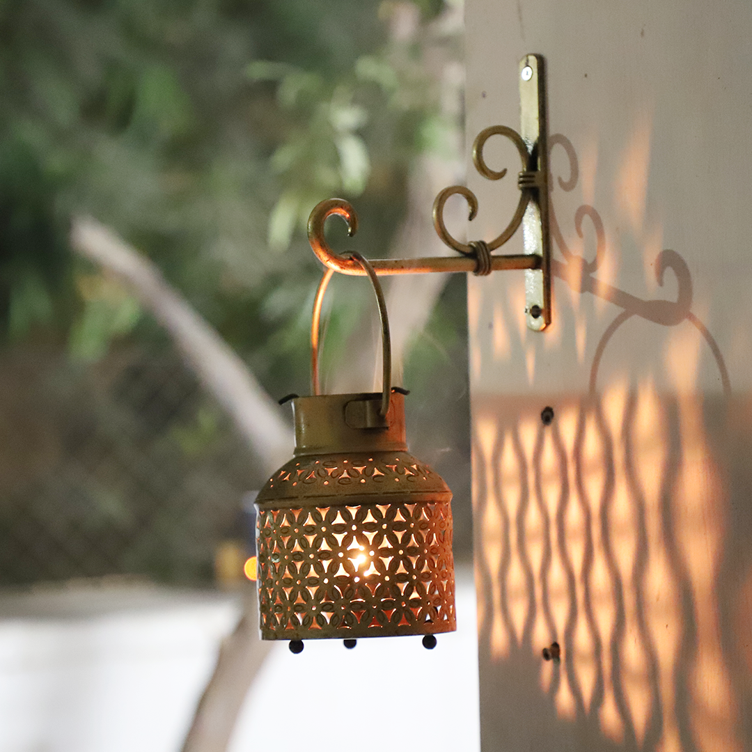 Wall-Mounted Lantern with Intricate Cutwork - Nestern