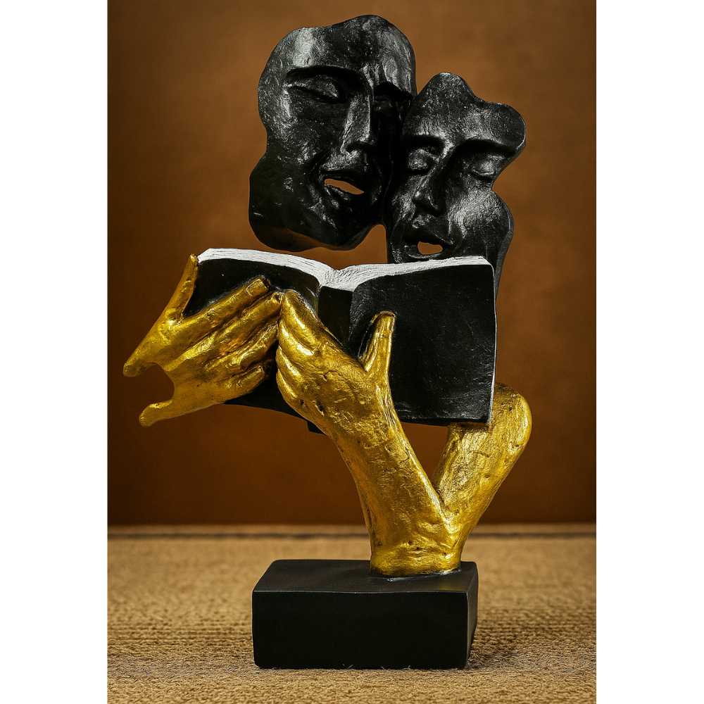 Modern Artistic Couple Reading Sculpture For Stylish Home Decor Accent