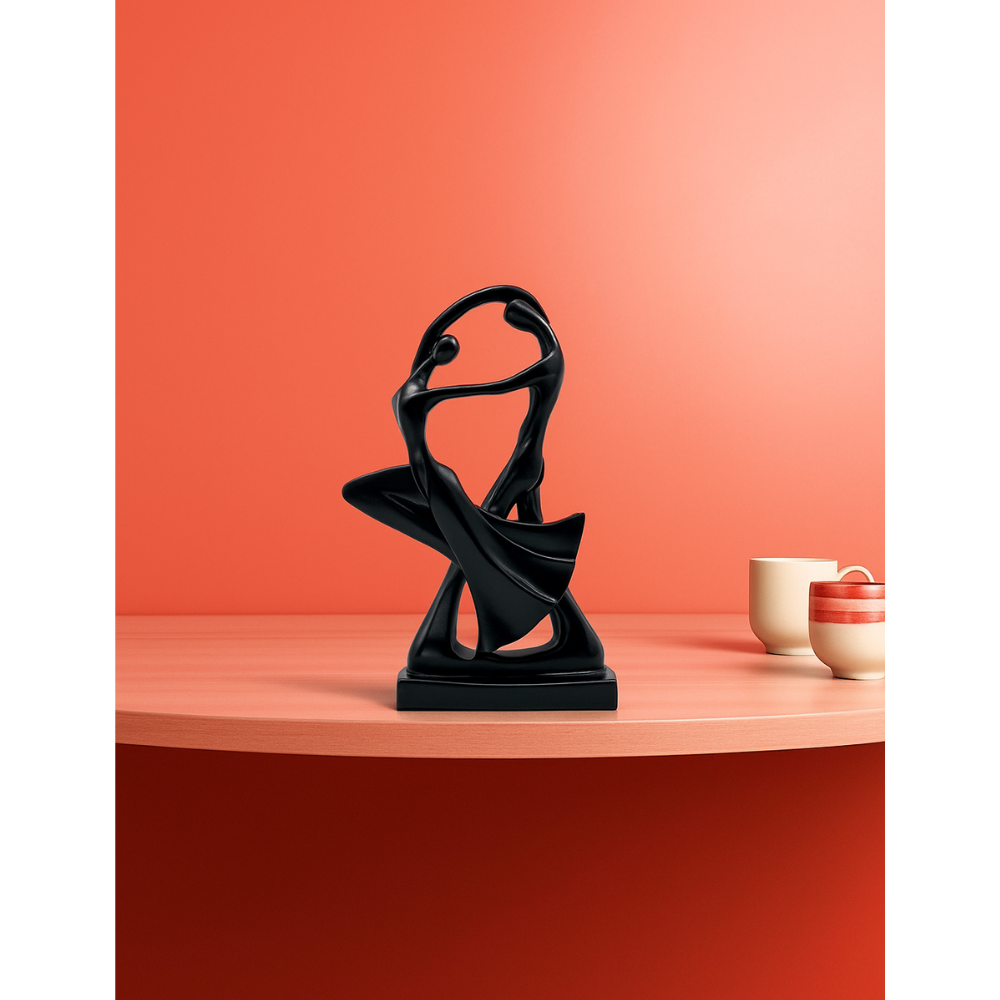 Graceful Black Dancing Couple Statue For Artistic Home Decoration