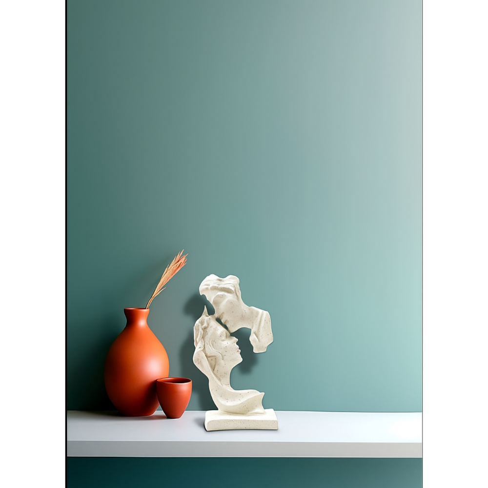 Abstract Romantic Couple White Sculpture For Modern Home Decor Accent