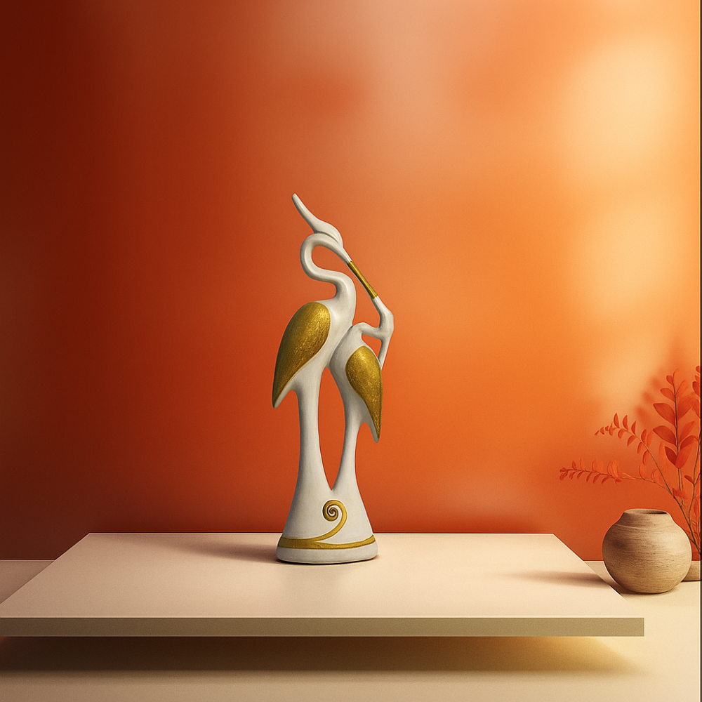 Graceful Crane Decor With Gold Detailing For Elegant Spaces