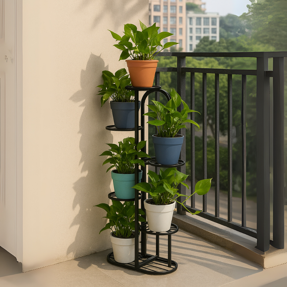 Stylish Metal 6 Tier Multi-Pot Plant Stand For Indoor Outdoor Display