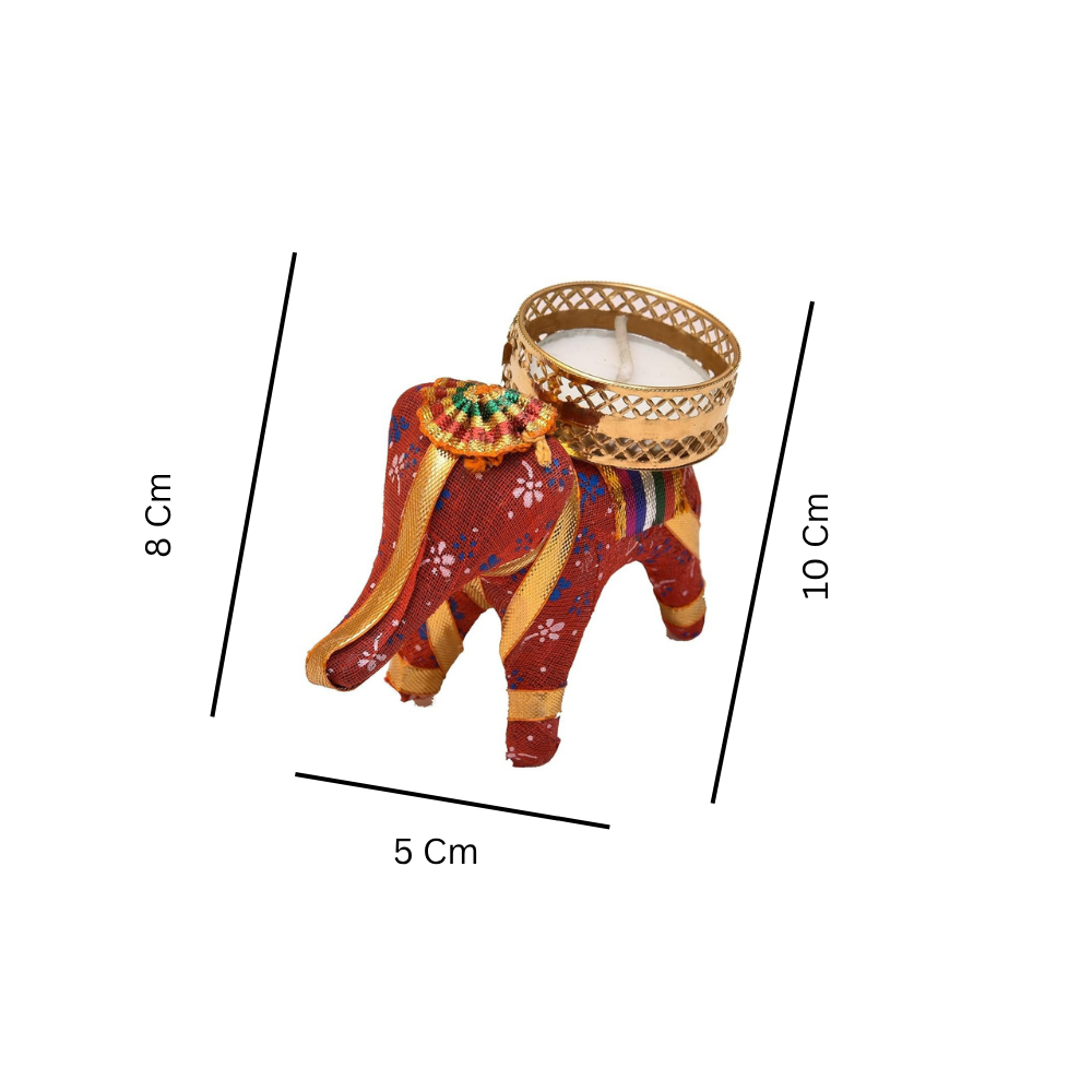Handcrafted Elephant Tealight Holder — Colorful Home Decor Candle Stand (Set of 6)