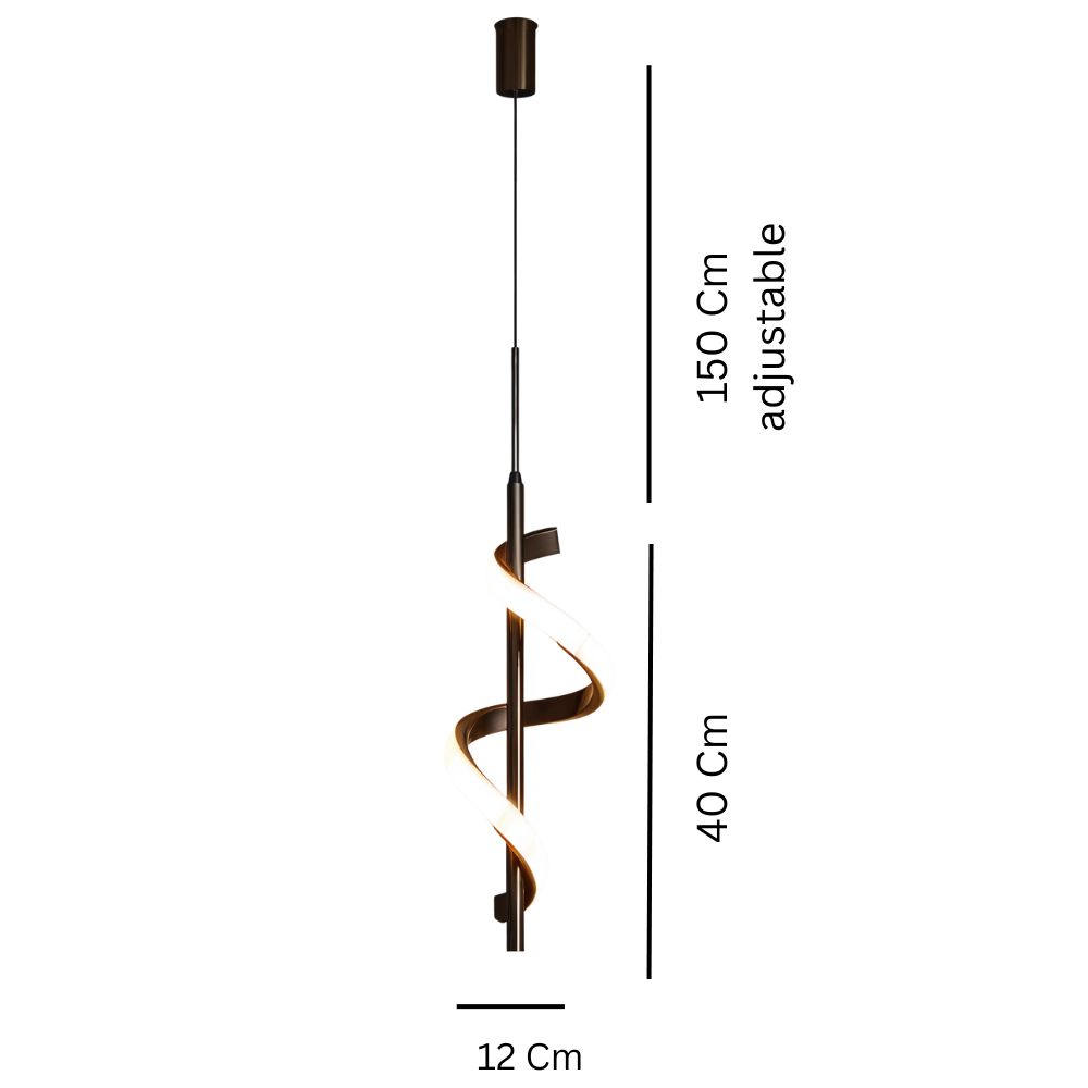 3C LED Luxurious Spiral Pendant Light with GD Metal Finish