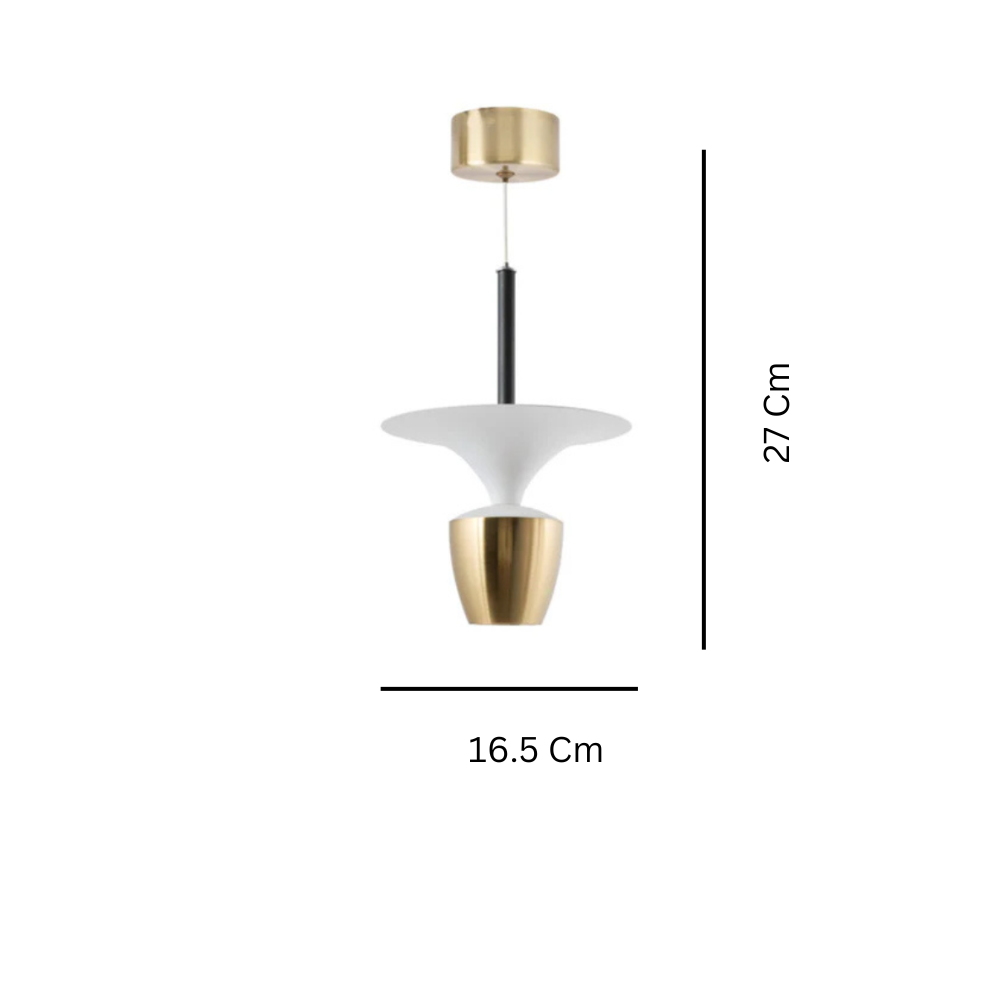 Modern Gold & White Pendant Light – Elegant Designer Hanging Lamp - 2 Piece