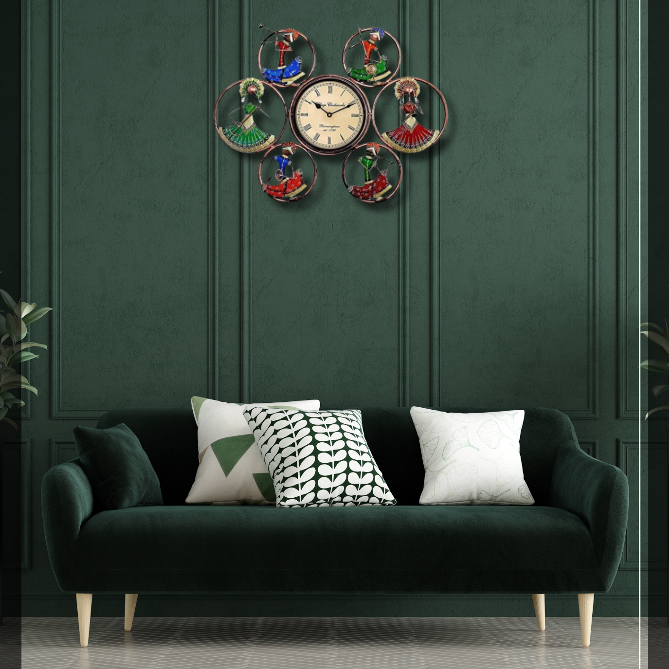 Tribal Dancer Metal Wall Clock – Colorful Ethnic Décor with Artistic Design