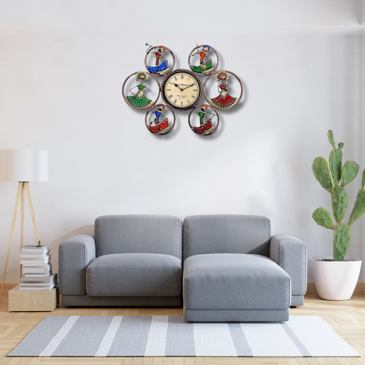 Tribal Dancer Metal Wall Clock – Colorful Ethnic Décor with Artistic Design