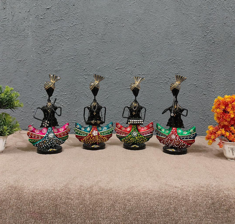 Dhokra Art Tribal Dancer Figurines (Set of 4) - Nestern