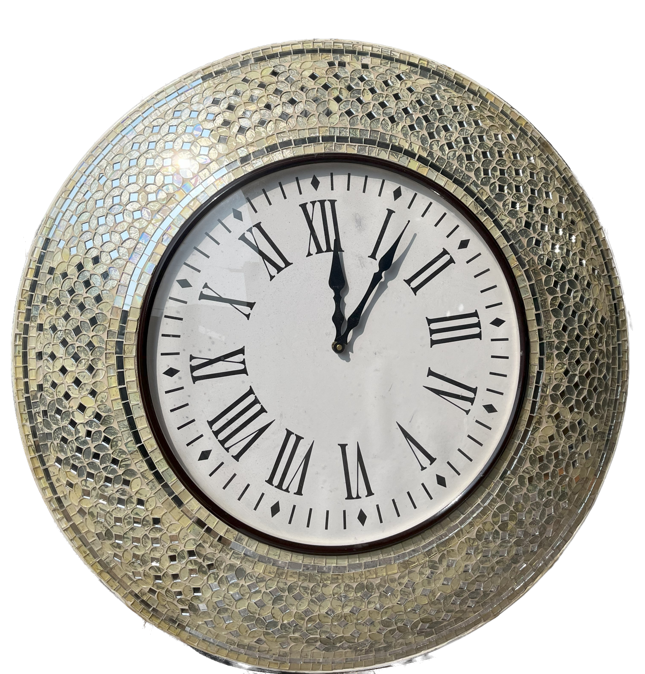 Mosaic Wall Clock with Roman Numerals - Timeless Home Décor