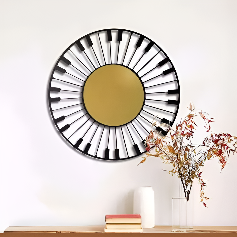 Vintage Style Distressed Black Metal Framed Mirror