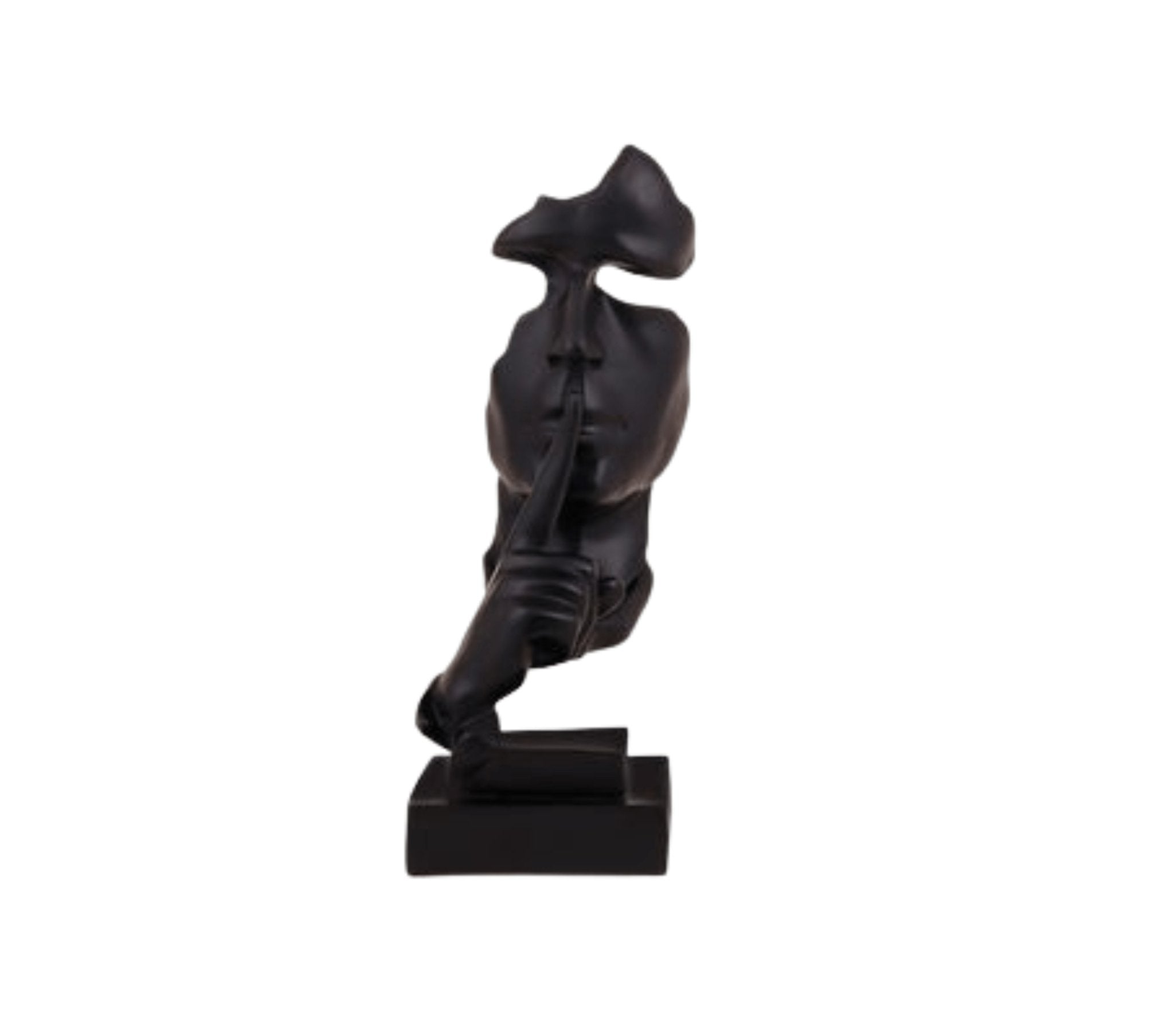 Bold Black Abstract Man Face Sculpture - Nestern