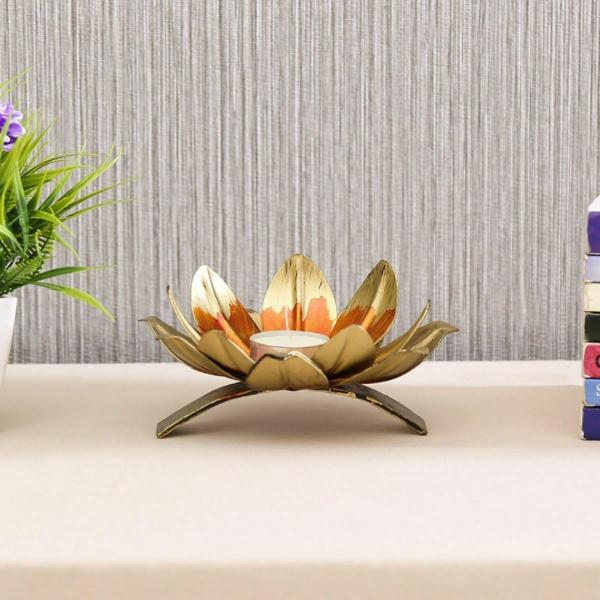 Gold Iron 3-Vinca Tea Light Holder - Nestern