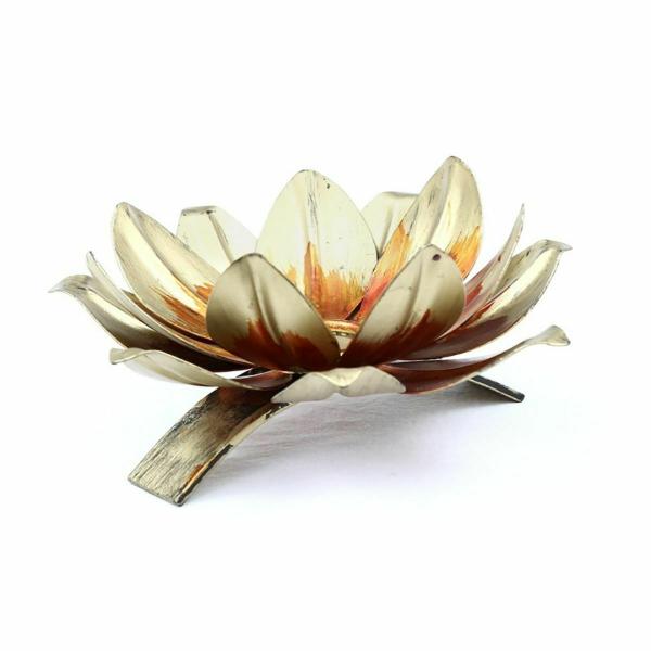 Gold Iron 3-Vinca Tea Light Holder - Nestern