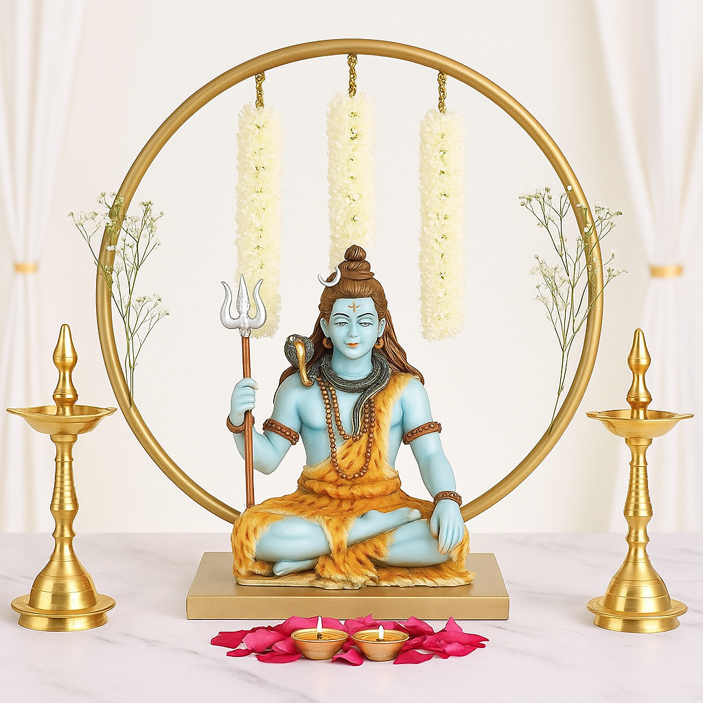 Minimalist Golden Hoop Pooja Stand for Elegant Decor
