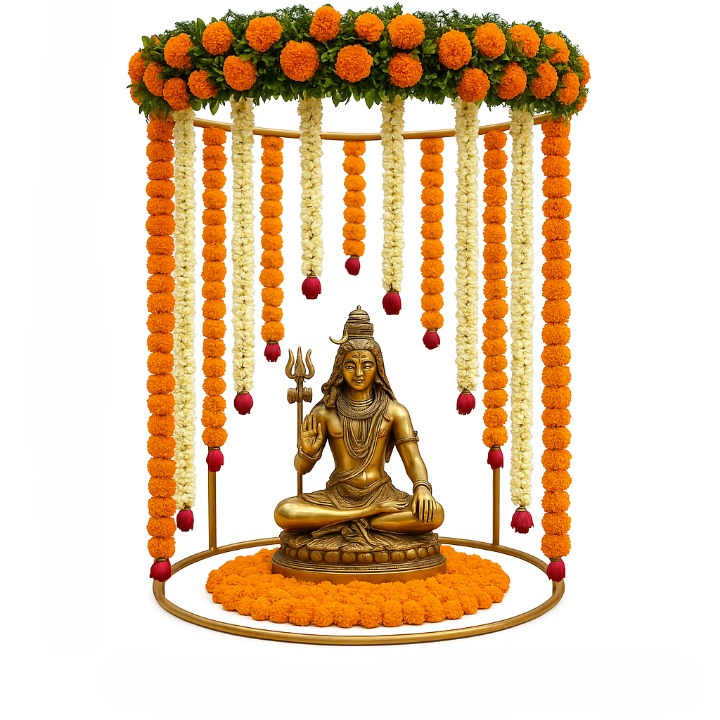 Elegant Circular Gold Pooja Stand for Home Decor