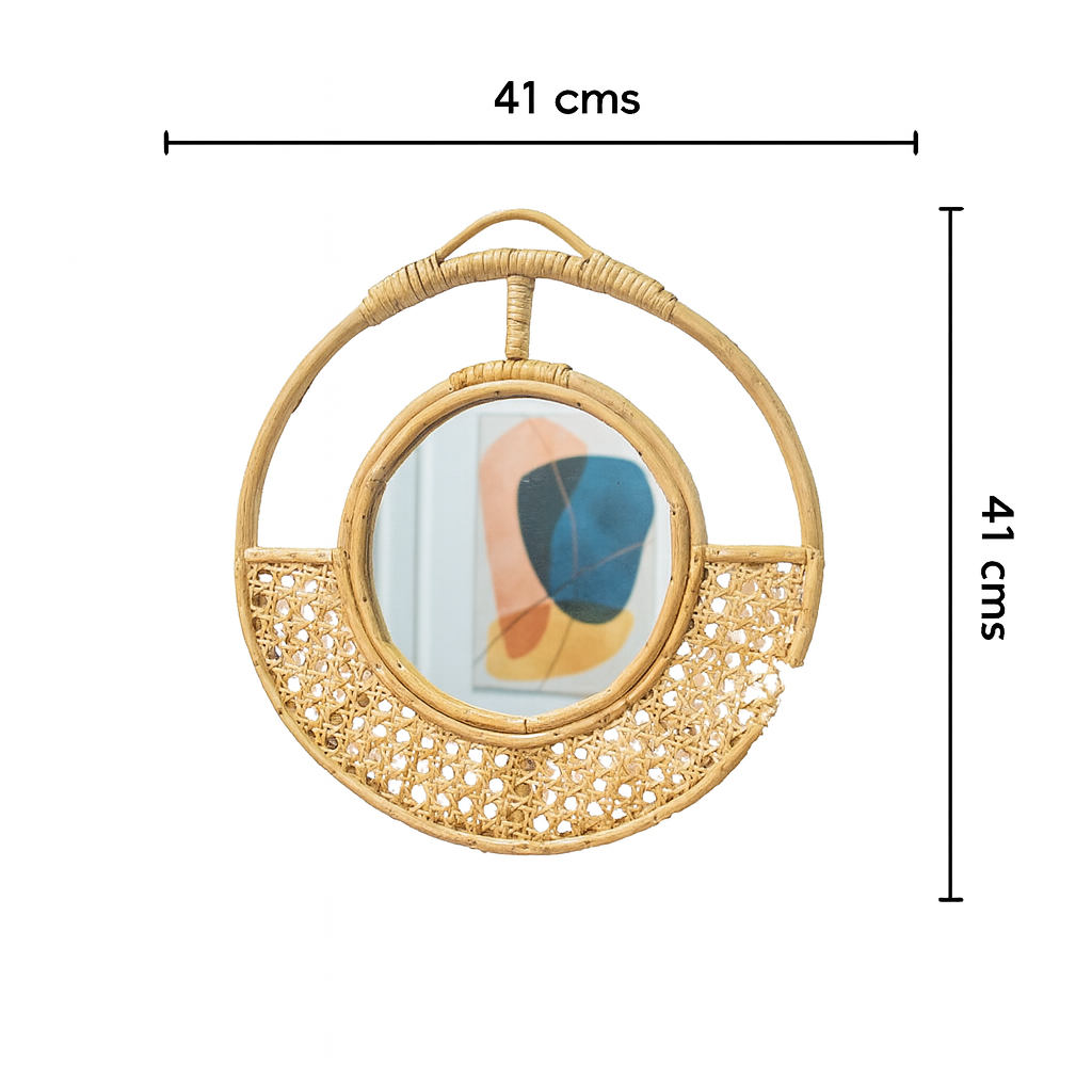 Elegant Rattan Wall Mirror – Round Boho Accent for Home