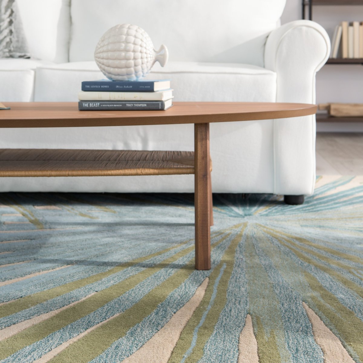 Contemporary Leaf Design Hand-Tufted Area Rug - Switzerland Wool Collections - Nestern