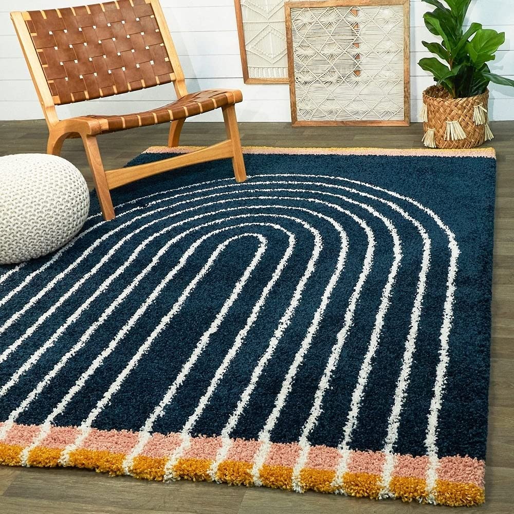Curved Line Area Rug | Stylish & Cozy Rug for Every Space | Nestern