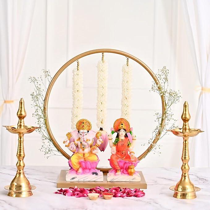 Minimalist Golden Hoop Pooja Stand for Elegant Decor