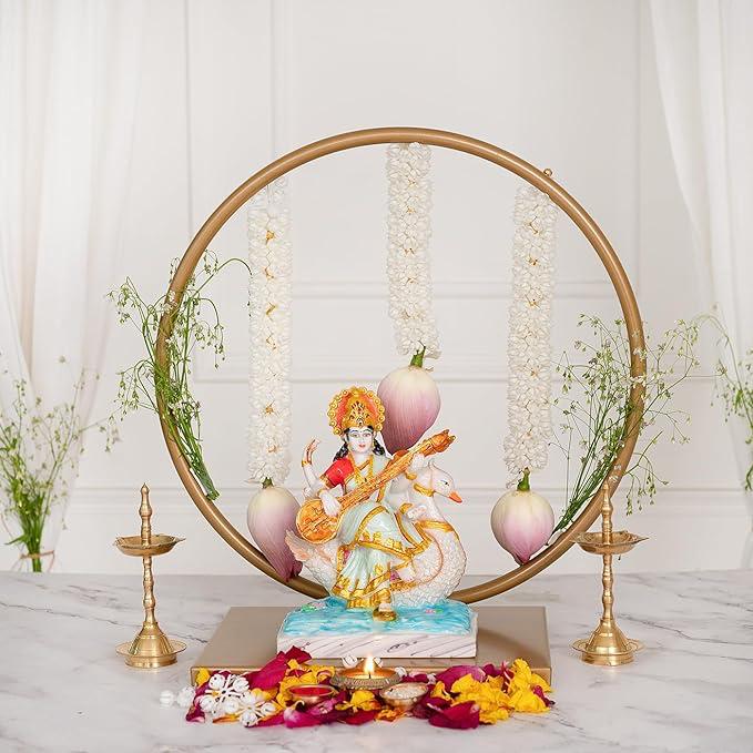 Minimalist Golden Hoop Pooja Stand for Elegant Decor