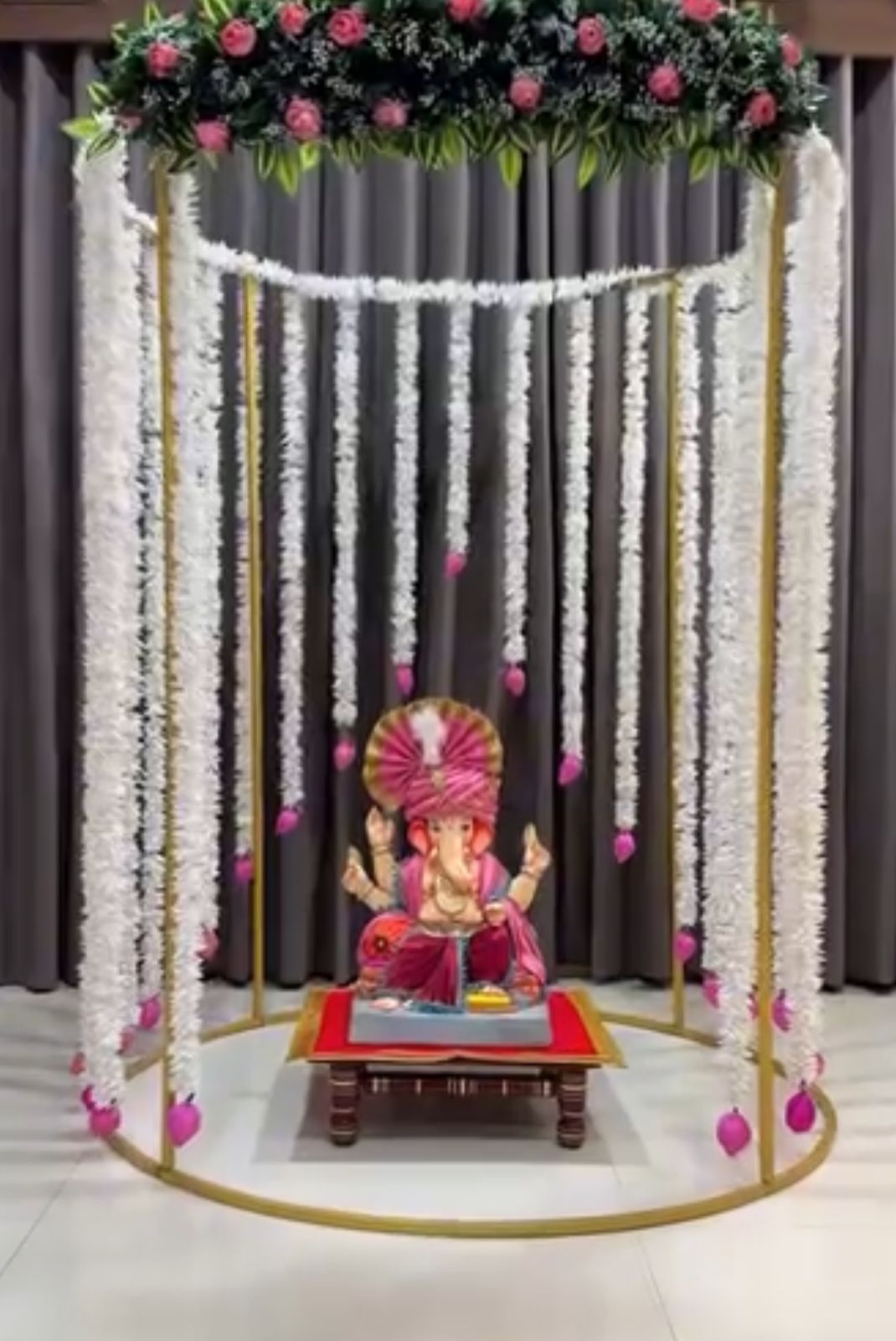 Elegant Circular Gold Pooja Stand for Home Decor