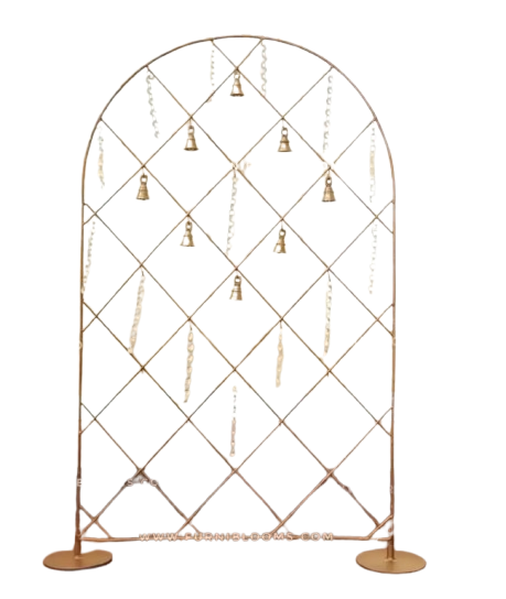 Elegant Gold Arch Pooja Stand (Bells and Pearls not included)