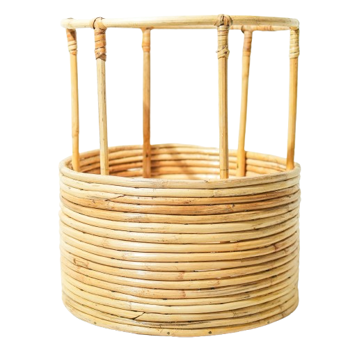 Rattan Round Handmade Planter Stand – Compact Indoor Plant Holder