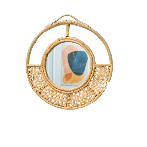 Elegant Rattan Wall Mirror – Round Boho Accent for Home