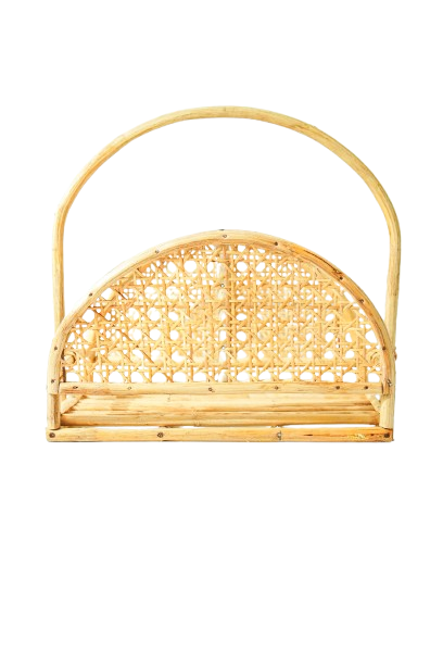 Handcrafted Rattan books Holder with Handle for Home Storage