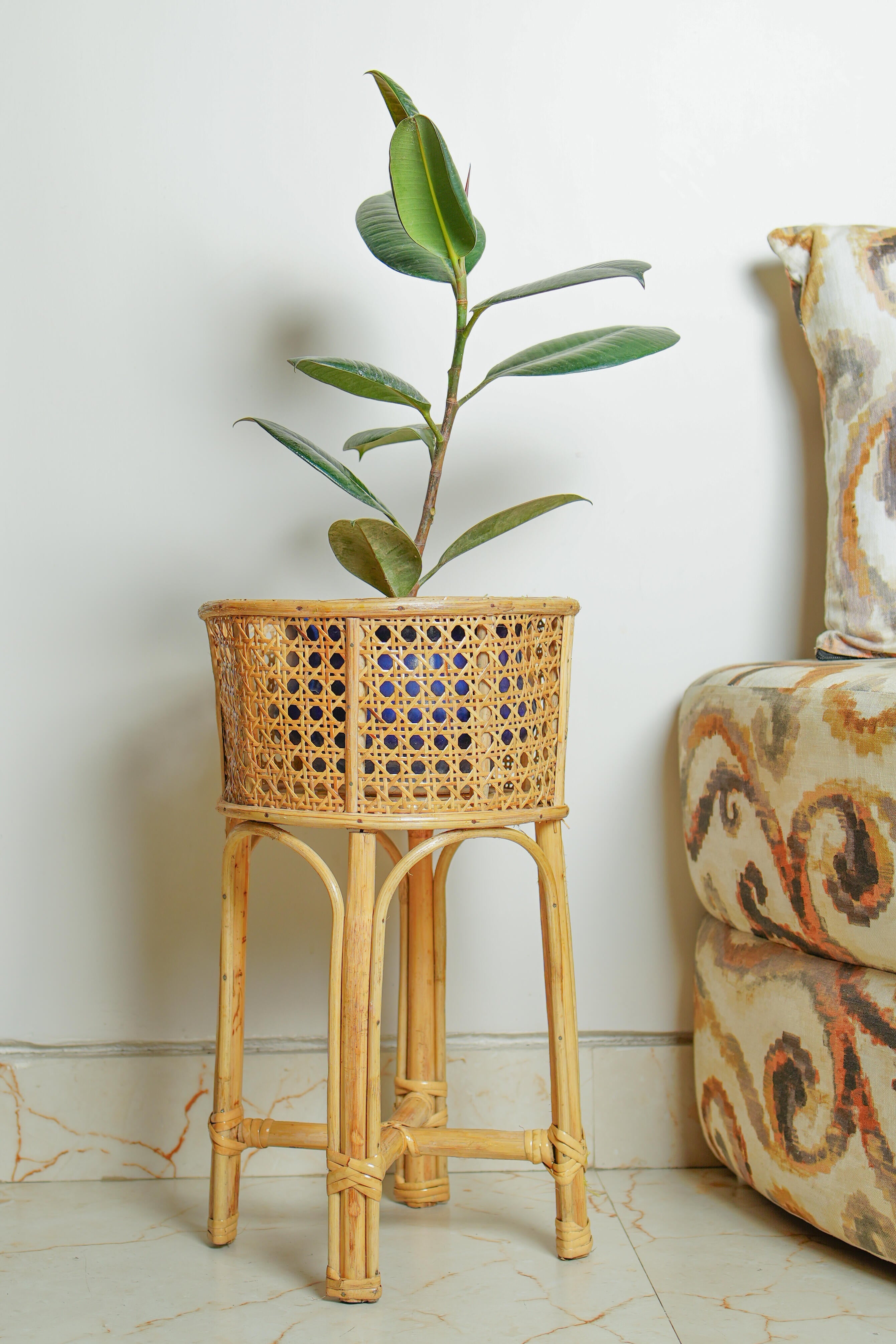 Elegant Rattan Handcrafted Planter Stand