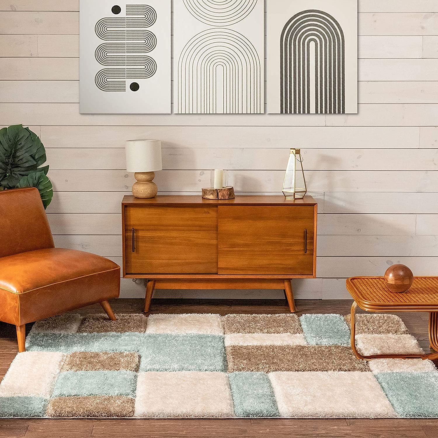 Earthy Elegance Checkered Rug - Nestern