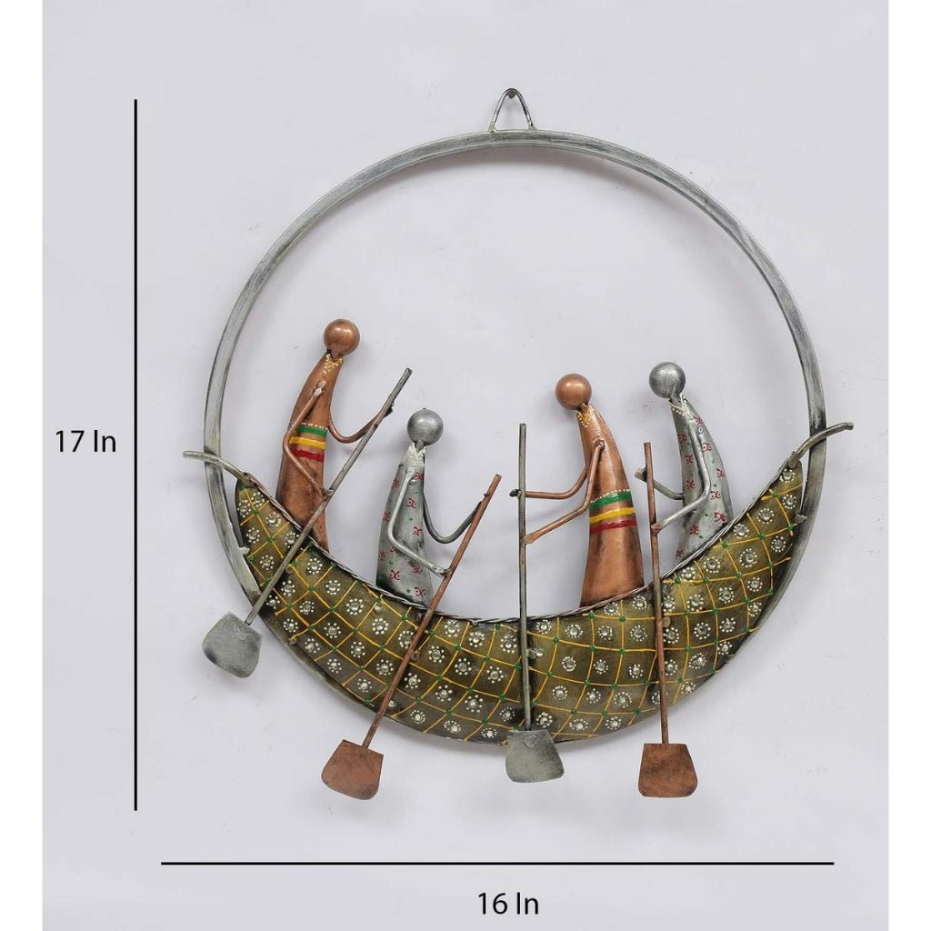 Ethnic Tribal Boat Metal Wall Art – Traditional Decorative Hanging Piece - Nestern