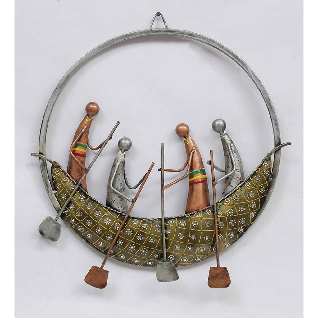 Ethnic Tribal Boat Metal Wall Art – Traditional Decorative Hanging Piece - Nestern