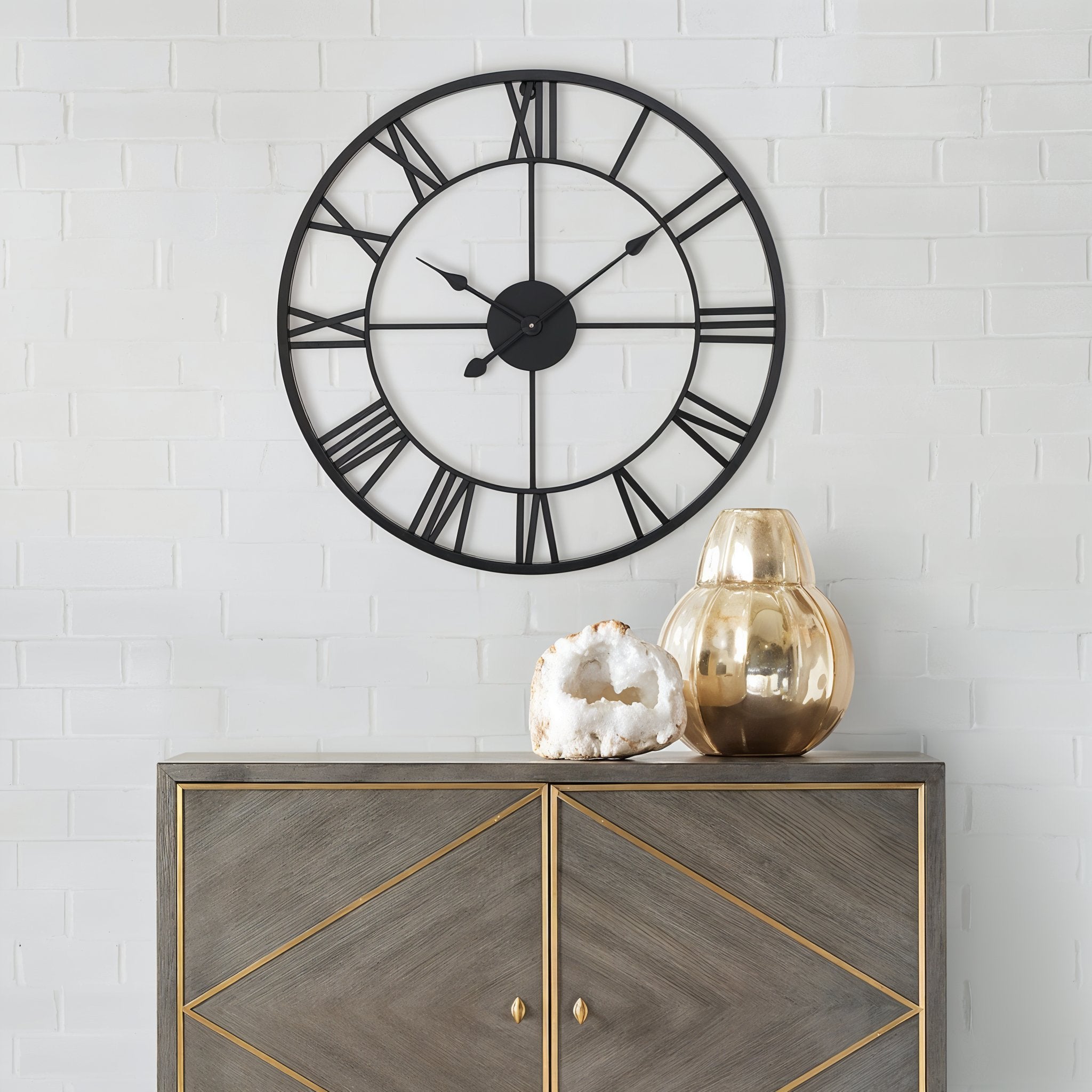 Vintage Roman Numeral Wall Clock – Industrial Metal Design