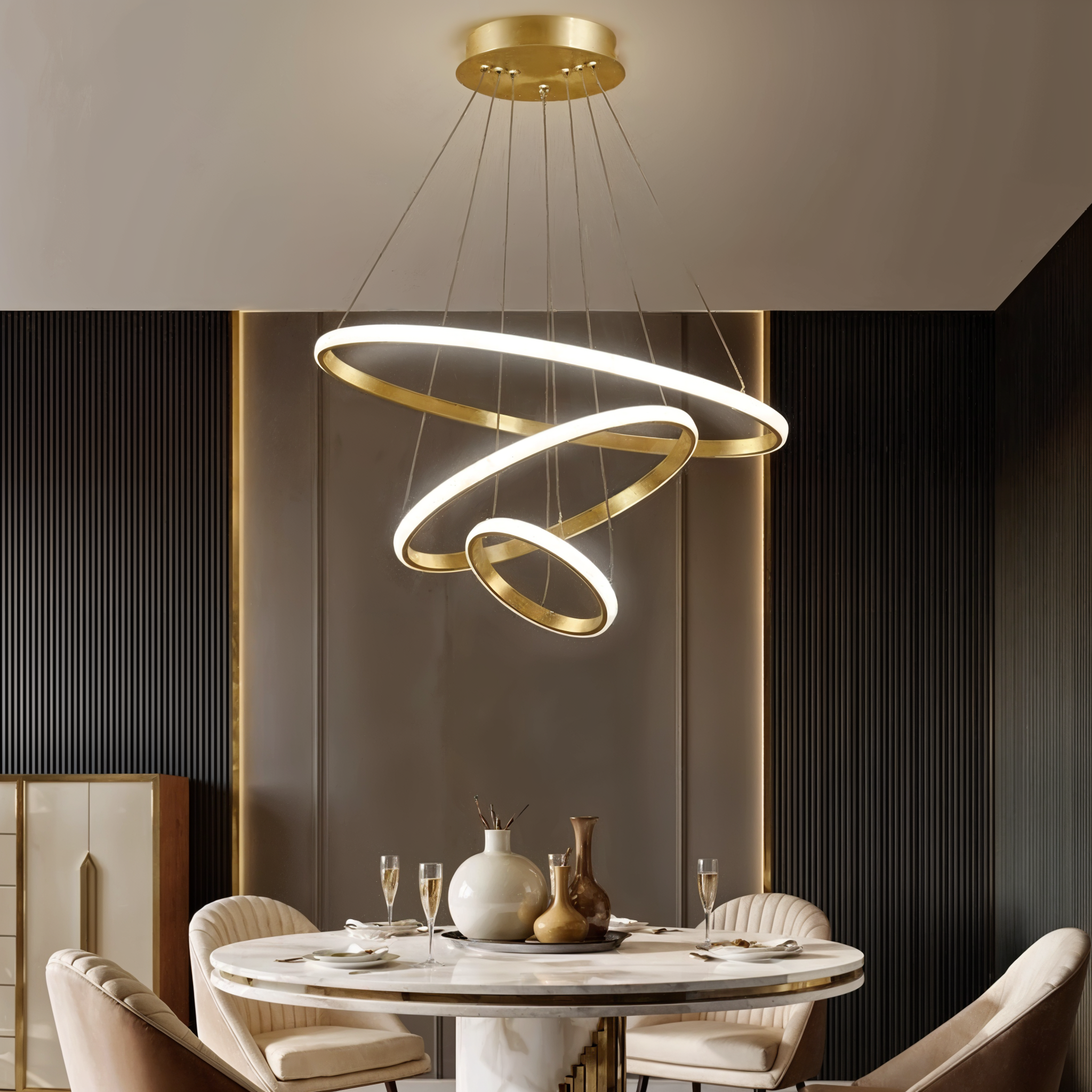 Modern Spiral LED Chandelier_Elegant Floating Design_SN_101