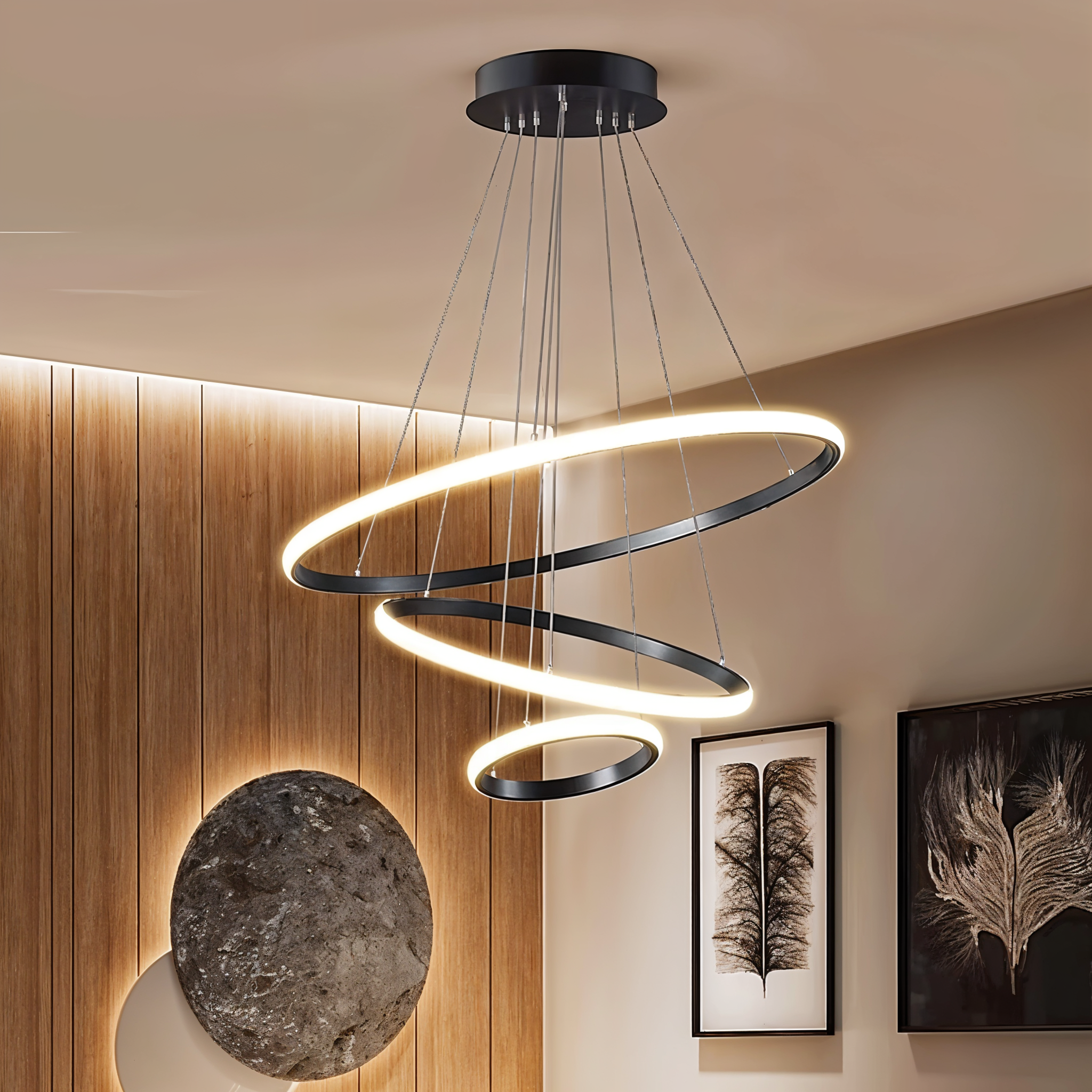 Modern Spiral LED Chandelier_Elegant Floating Design_SN_101