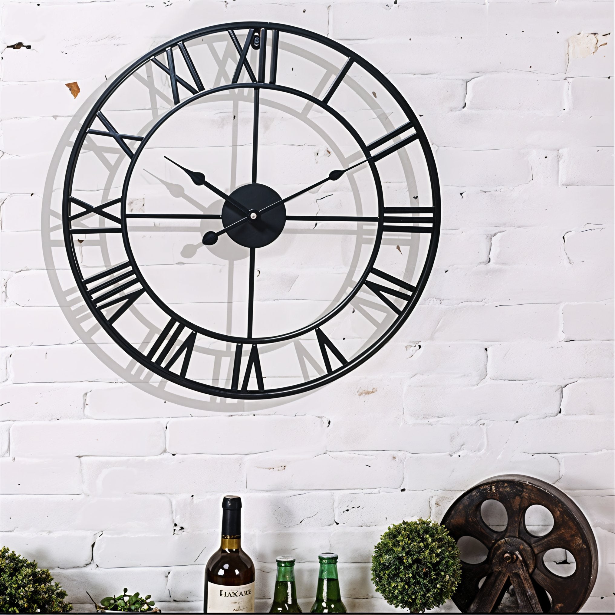 Vintage Roman Numeral Wall Clock – Industrial Metal Design