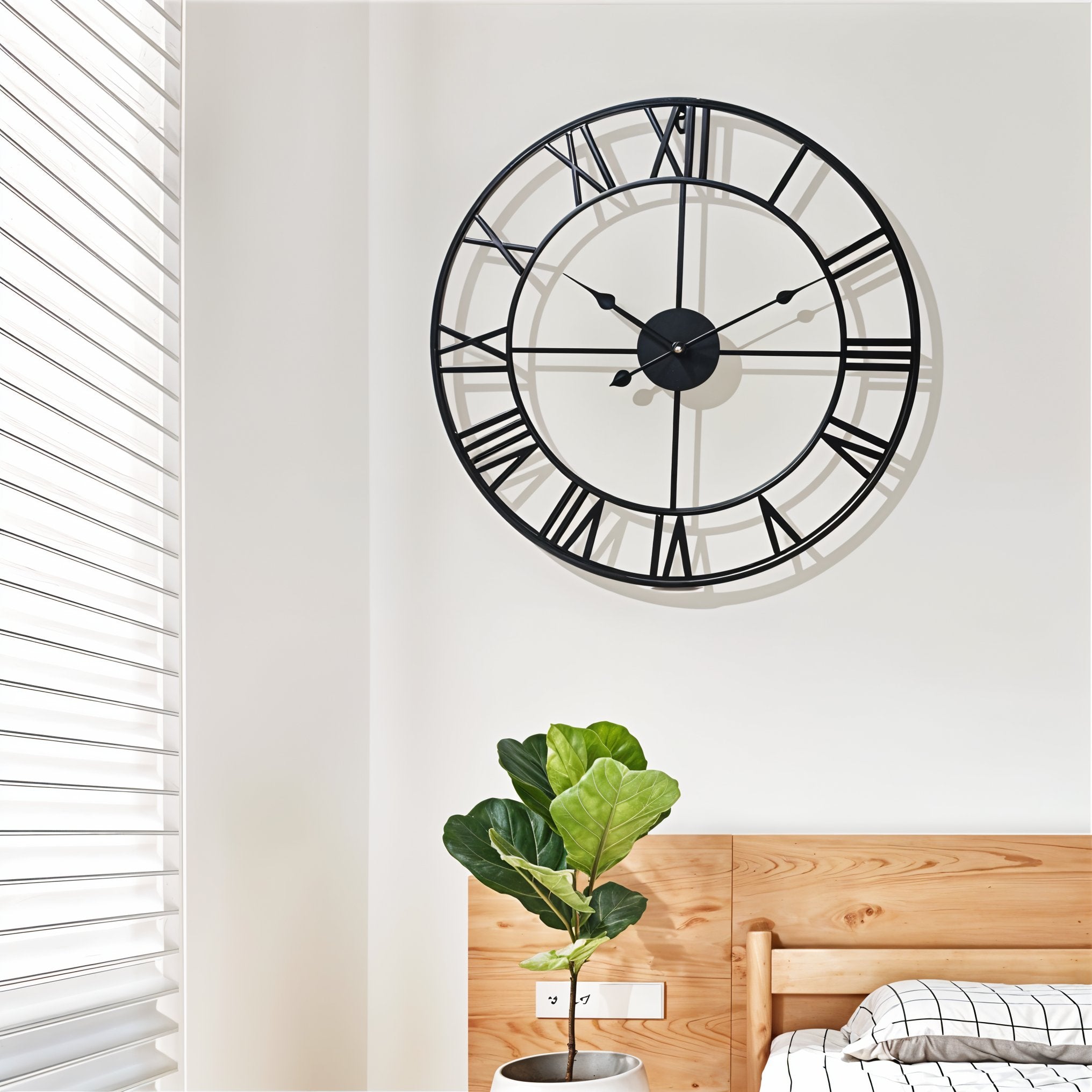 Vintage Roman Numeral Wall Clock – Industrial Metal Design