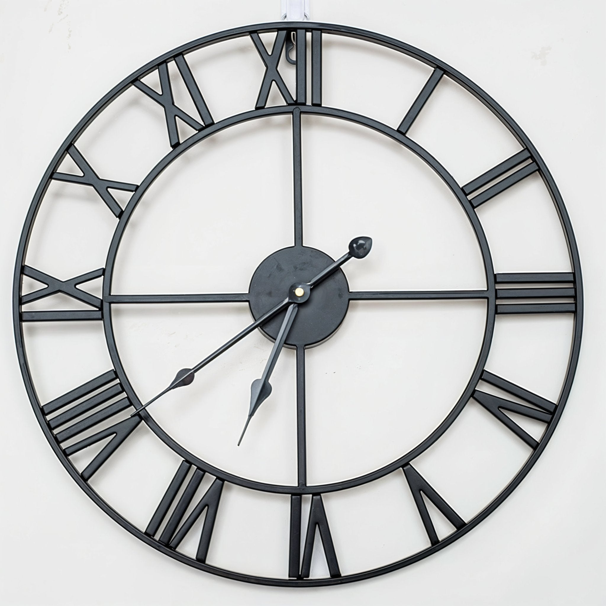 Vintage Roman Numeral Wall Clock – Industrial Metal Design