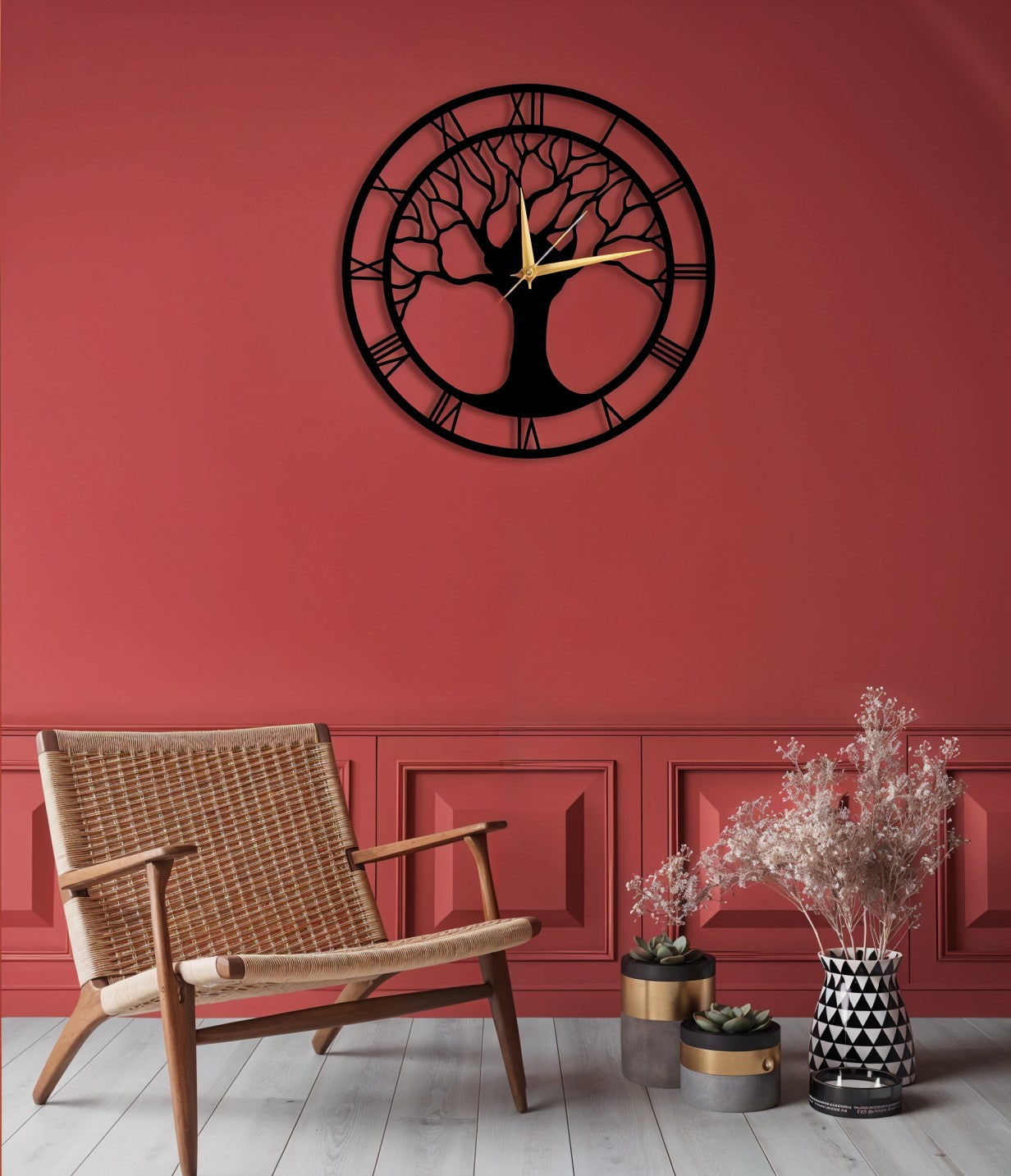 Tree of Life Roman Numeral Wall Clock Decor